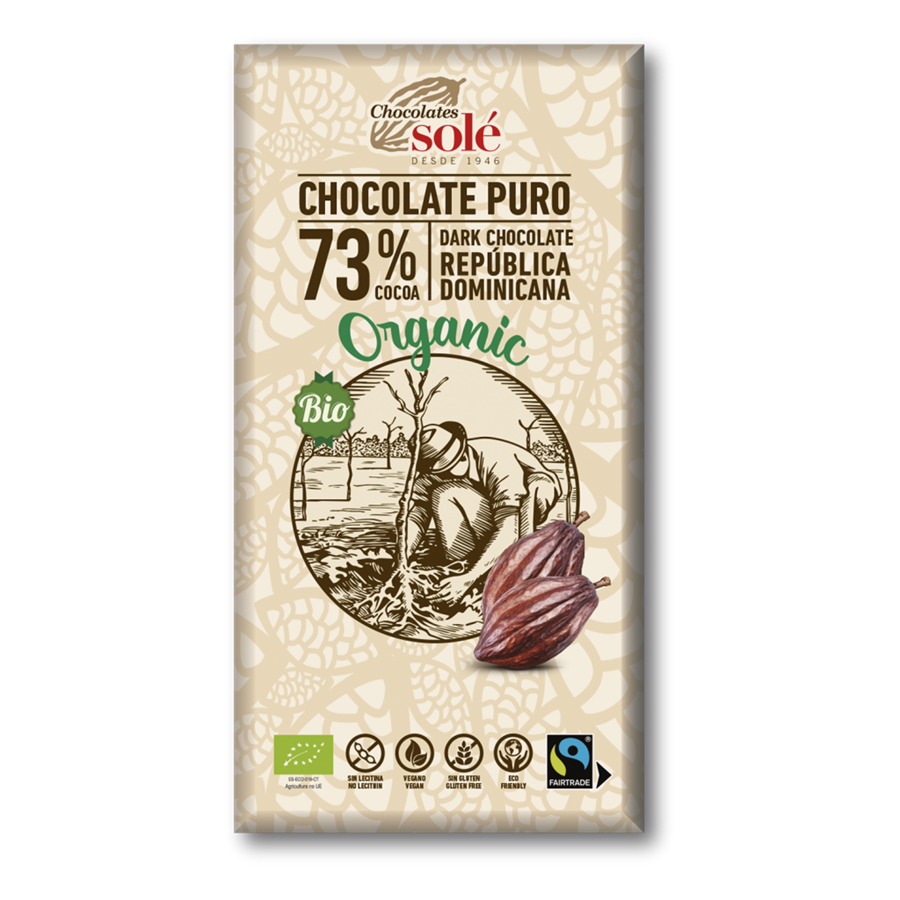 Chocolate negro 73% Eco (100gr) CHOCOLATES SOLË | F-  J23002 | MUNDO ECOLÓGICO