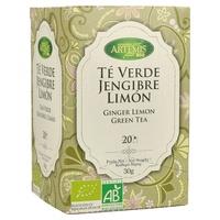 Té Verde Jengibre + Limón. Infusión Bio (20 bolsitas) ARTEMIS | F- 726103 | MUNDO ECOLÓGICO