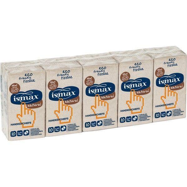 Pañuelos de bolsillo. Papel eco reciclado (10 paquetes de 10 unidades) ISMAX | 920106 - ISMAX | MUNDO ECOLÓGICO