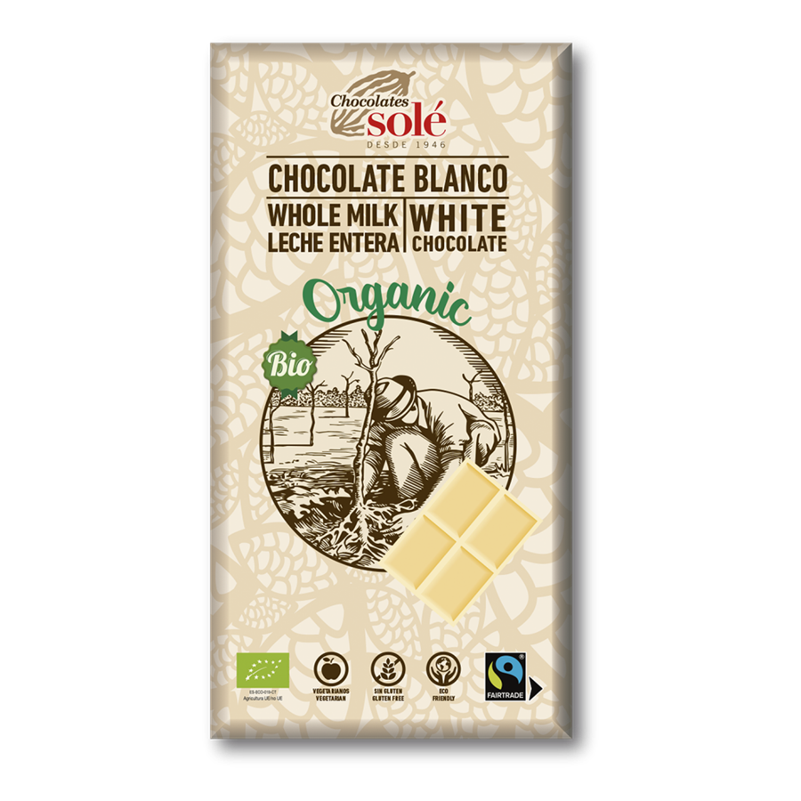 Chocolate blanco Ecológico (100gr) CHOCOLATES SOLÉ | F- J23014 | MUNDO ECOLÓGICO