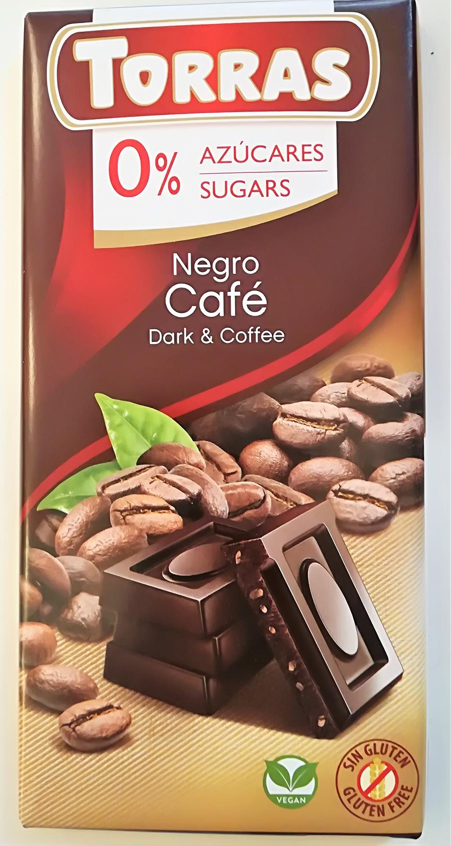 Chocolate negro café 0% azúcar (75gr) TORRAS | F- 560011 | MUNDO ECOLÓGICO