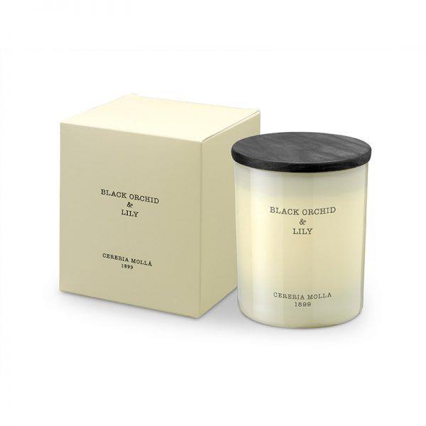 Vela BLACK ORCHID & LILY (vaso cristal 230gr) CERERÍA MOLLÁ 1899 | CM- 5543 | MUNDO ECOLÓGICO