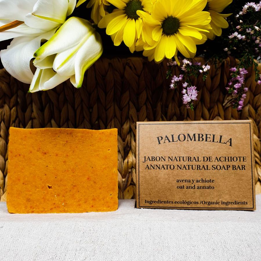 Jabón de Achiote exfoliante para pieles grasas (110gr) PALOMBELLA | PALOMBELLA. J Achiote | MUNDO ECOLÓGICO