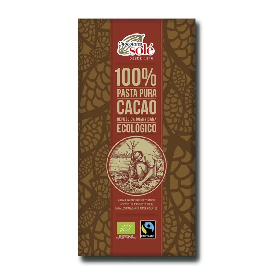 Chocolate negro 100% cacao Eco (100gr) CHOCOLATES SOLÉ | F- J23019 | MUNDO ECOLÓGICO